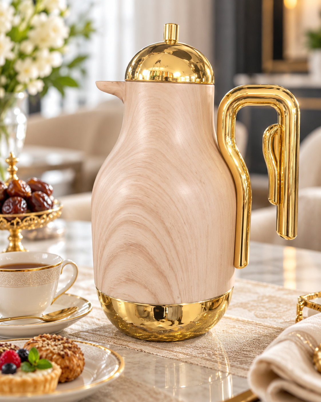 Luxury Arabic Style Tea & Coffee Thermos Flask – Marble & Gold | 3 Designs - Image 3