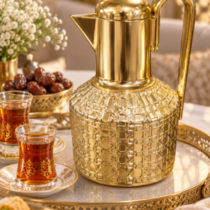 Luxury Arabic Tea & Coffee Flask – Royal Geometric Design | Gold & Silver