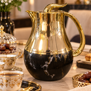 Luxury Arabic Tea & Coffee Flask – Gold & Marble Design