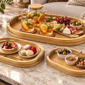 Product Details – Premium 3 Piece Oval Wooden Serving Tray Set
