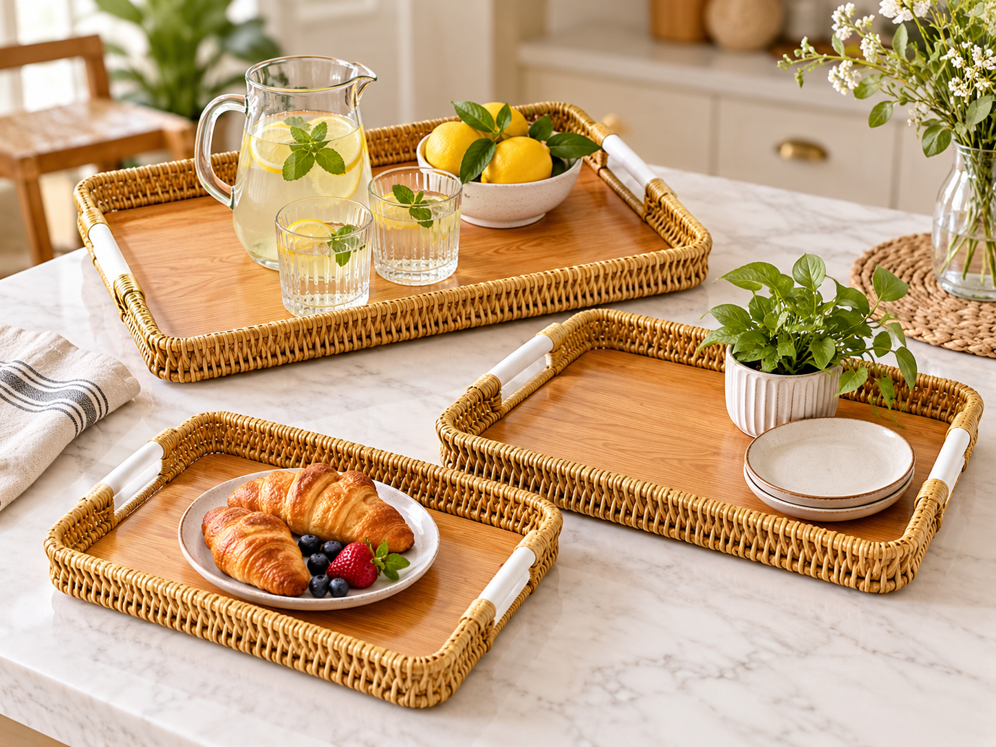 Product Details – Premium 3 Piece Oval Rattan Serving Tray Set - Image 4