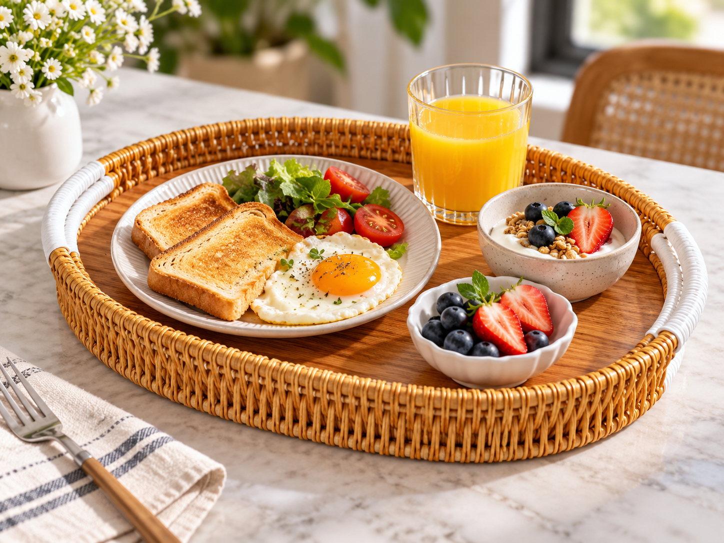 Product Details – Premium 3 Piece Oval Rattan Serving Tray Set - Image 2