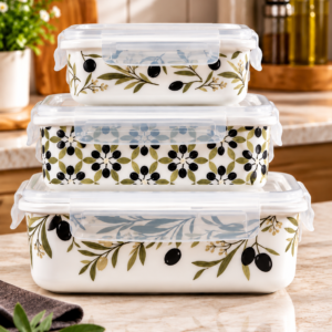 Marble Design 3 Piece Storage Box Set with Airtight Lids