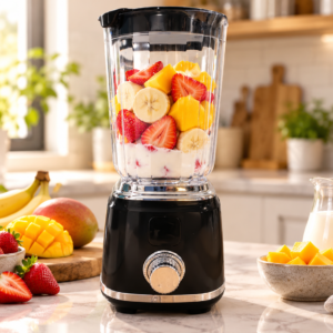 Premium Electric Juicer Blender – Black Smoothie Maker with Transparent Jar & Speed Control