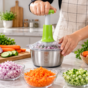 FALARI 2L Manual Vegetable Chopper – Multi-Function Hand Push Food Chopper